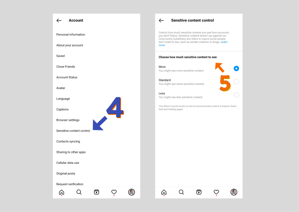 تغییرات محتوای حساس یا Sensitive Content اینستاگرام