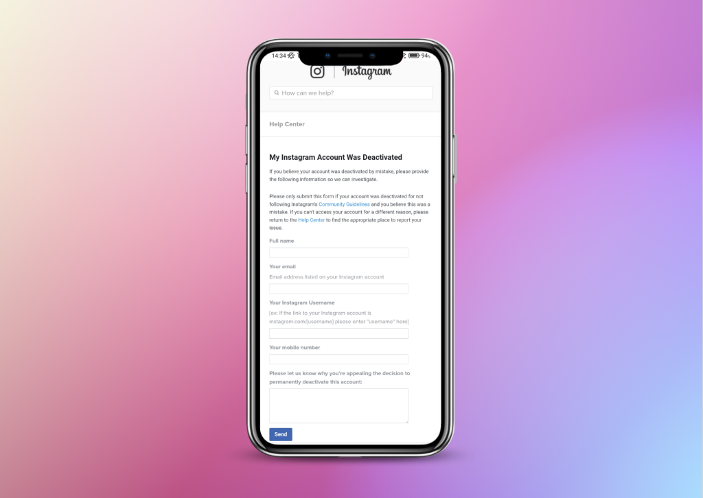 برگرداندن اکانت اینستاگرام غیرفعال شده