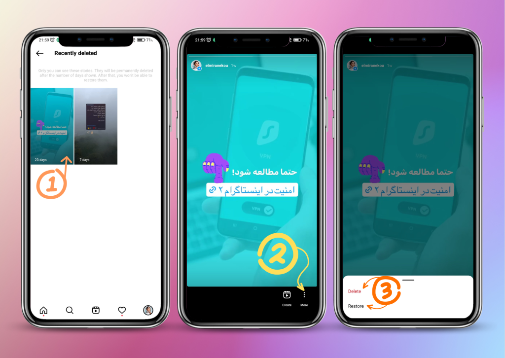 حذف (Delete) یا بازیابی (Restore) پست‌ها و استوری‌های حذف شده در اینستاگرام