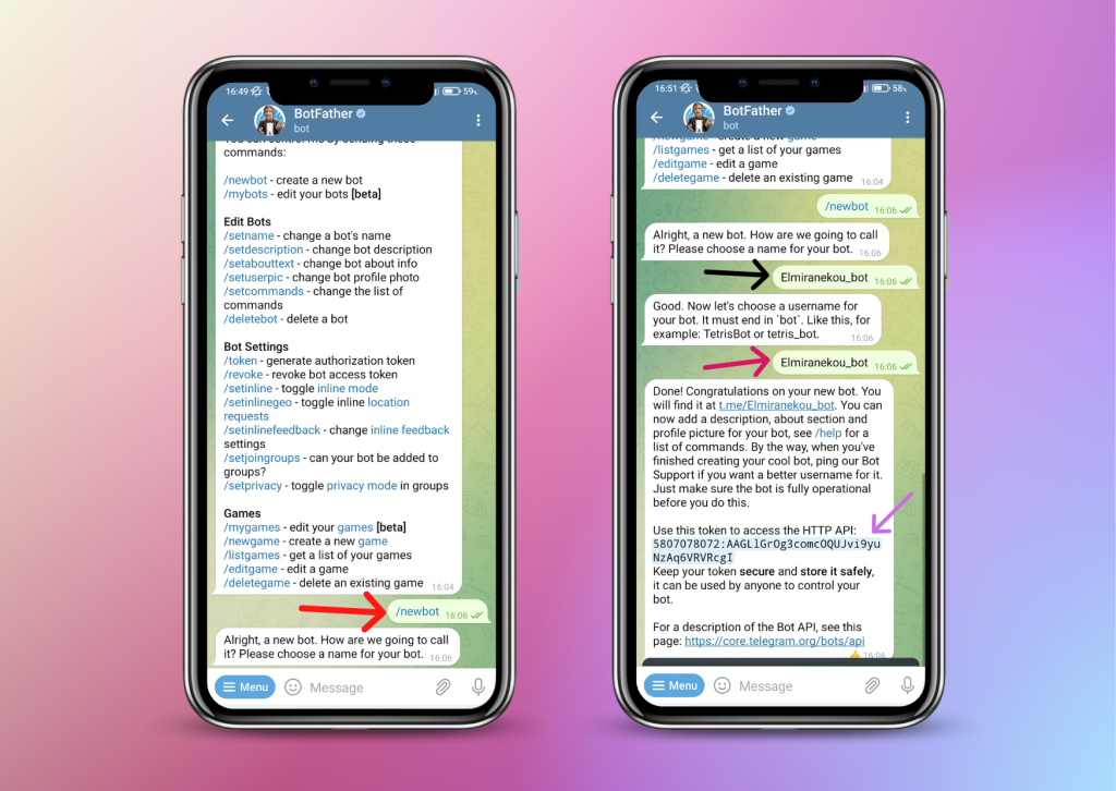 مرحله‌ی دوم فعال کردن ربات تلگرام