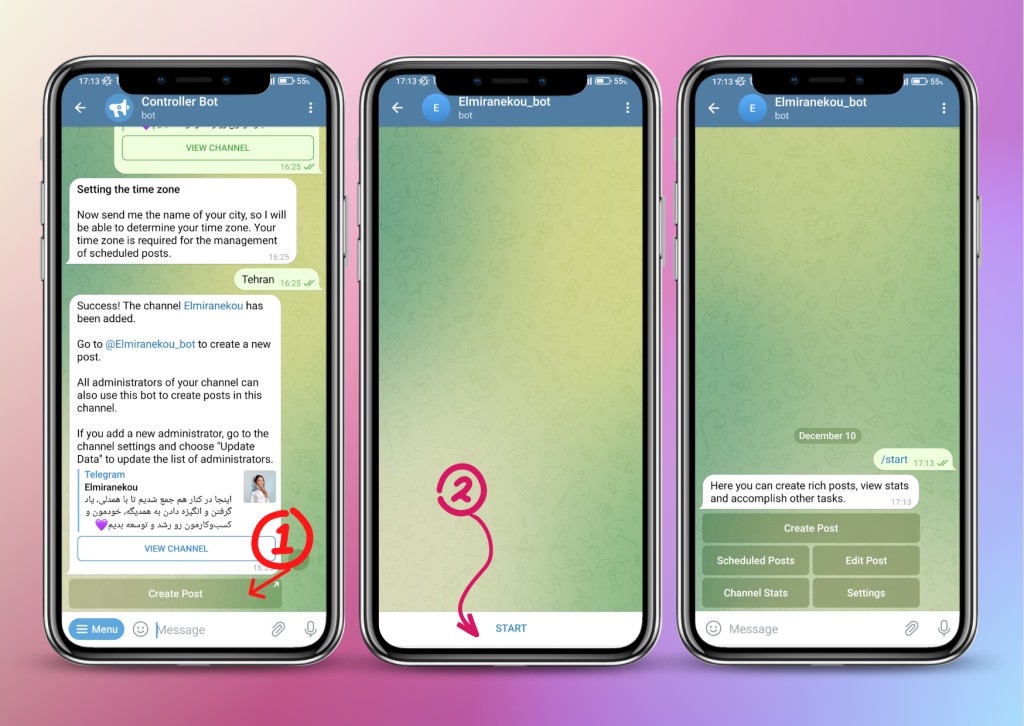 مرحله‌ی ششم فعال کردن ربات تلگرام