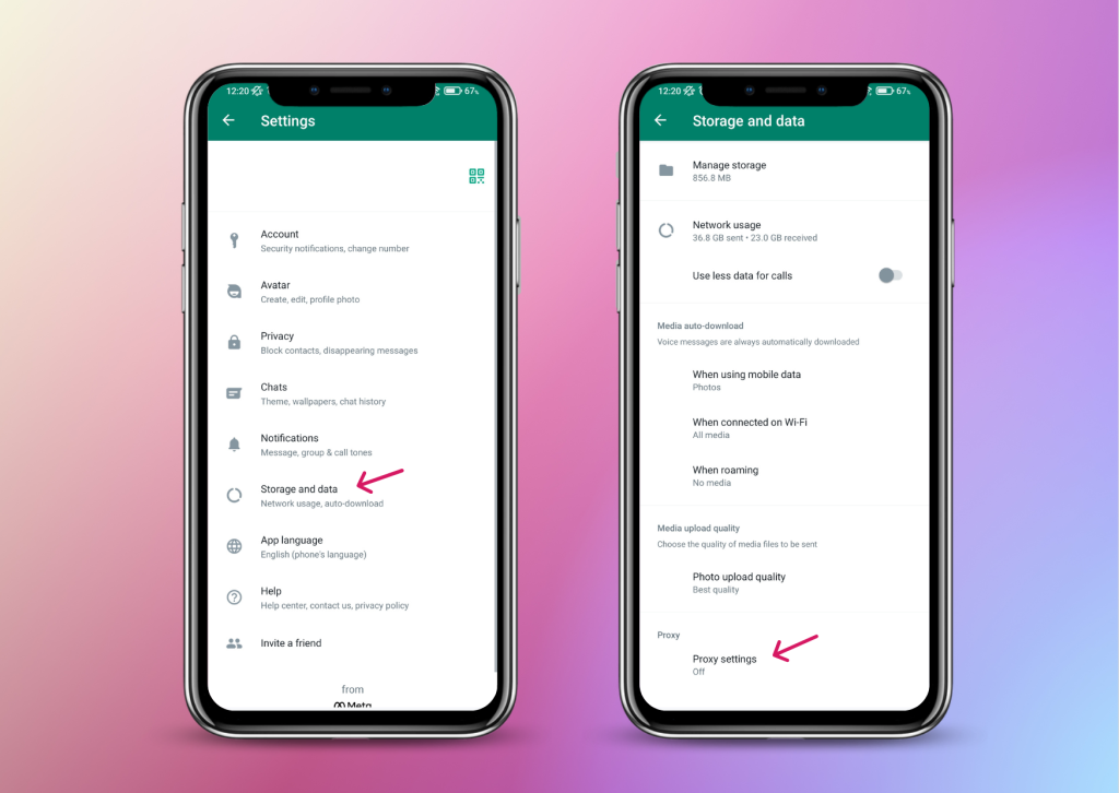 مرحله دوم اتصال به پروکسی واتس‌اپ (WhatsApp)